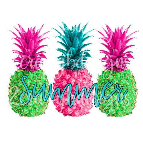 Summer Neon Pineapples Transfer