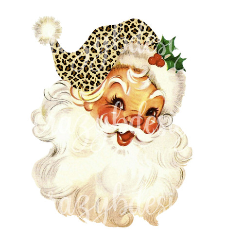 Santa Head Leopard Hat Transfer