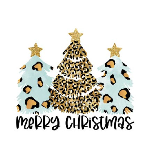 Teal Leopard Christmas Trees Transfer