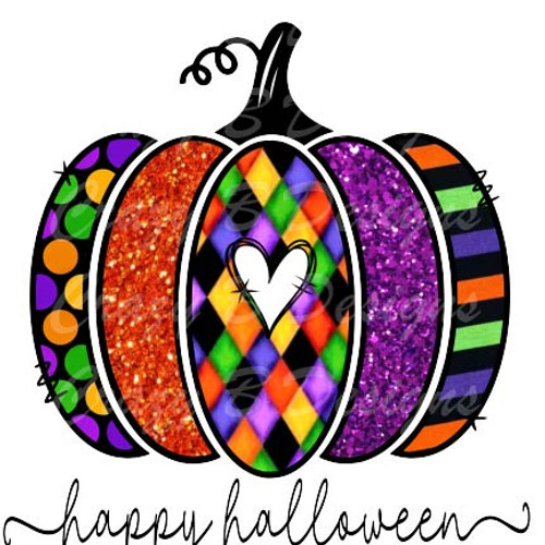 Happy Halloween Stripe Polka Dot Transfer