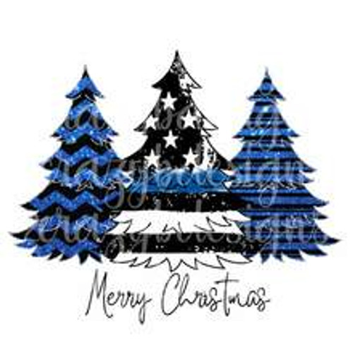 Merry Christmas Blue Tree Transfer