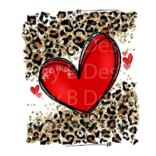 Be Mine Heart Leopard Transfer