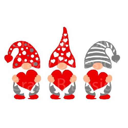 Red and Gray Gnomes with Hearts Transfer