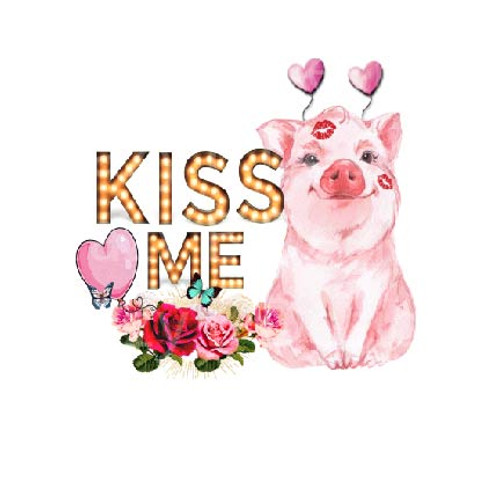 Kiss me Valentine's Pig Transfer