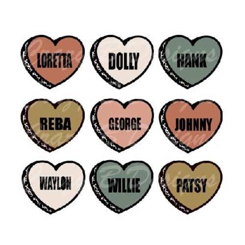 Country Music Candy Hearts Transfer