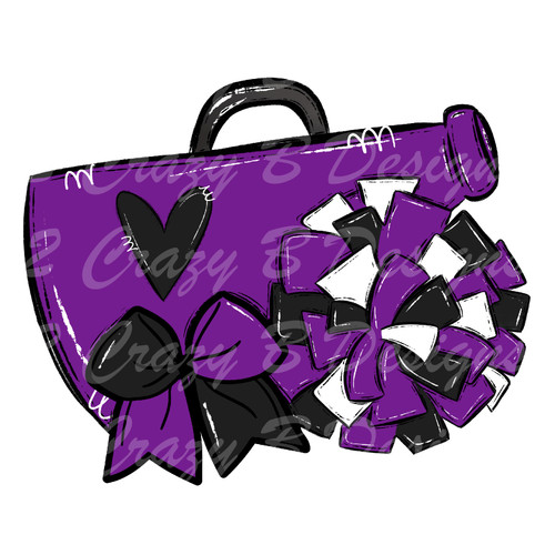 Purple Black and White Megaphone Transfer