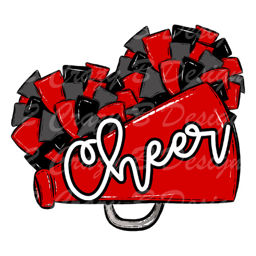 Cheer Megaphone Red and Black Transfer