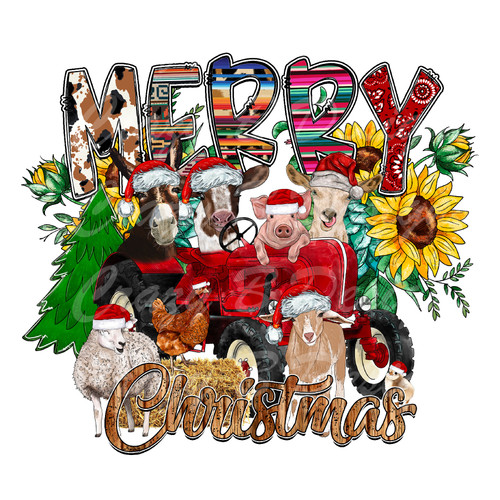 Merry Christmas Farm Animals Transfer