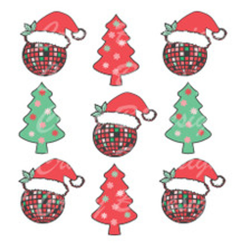 Disco Christmas Tree Balls Transfer
