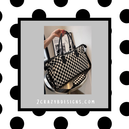 Checkered Canvas Weekender Bag Black
