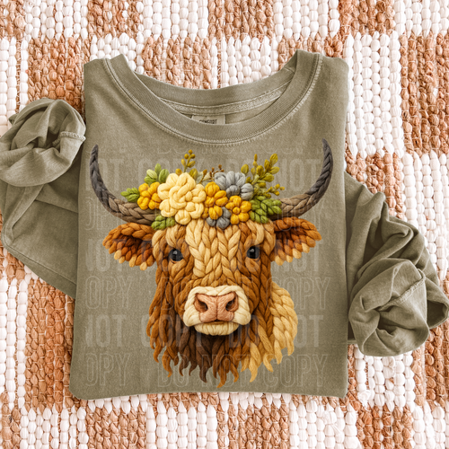 Early Bird Transfer- Faux Yarn Cow