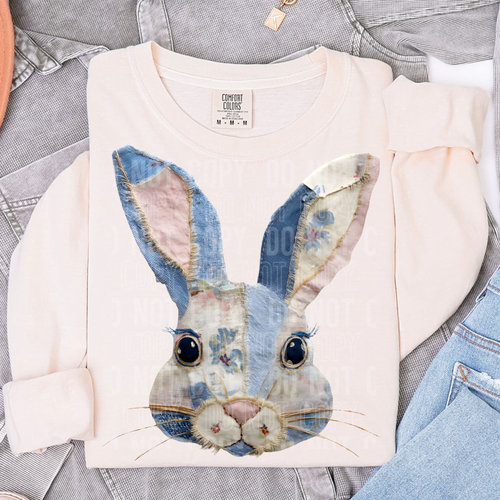 Early Bird Transfer- Denim Easter Bunny