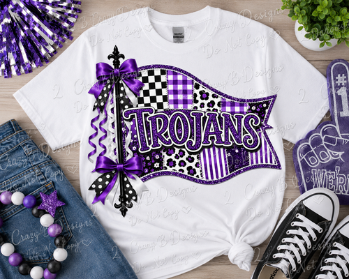 Trojans (Purple) Pennant Flag Tee