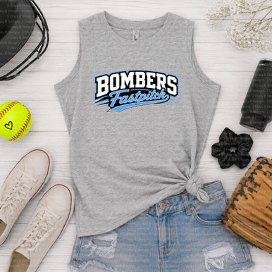 Bombers White Fastpitch Blue Tee