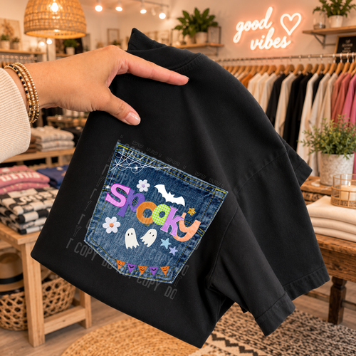 Spooky Denim Pocket Tee/Transfer