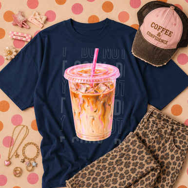 Iced Coffee Brush Pink Tee/Transfer