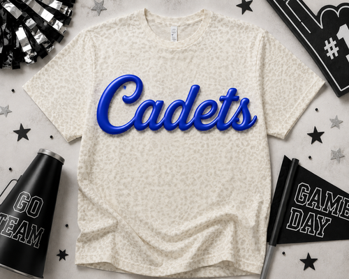 Cadets Metallic Blue Puff Leopard Tee