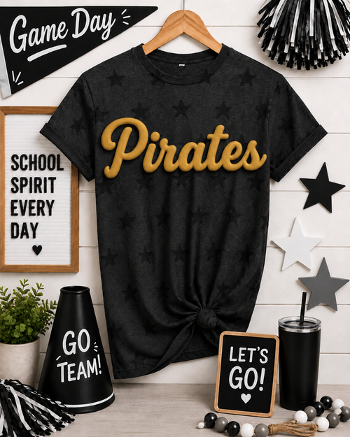 Pirates Metallic Gold Puff Star Tee