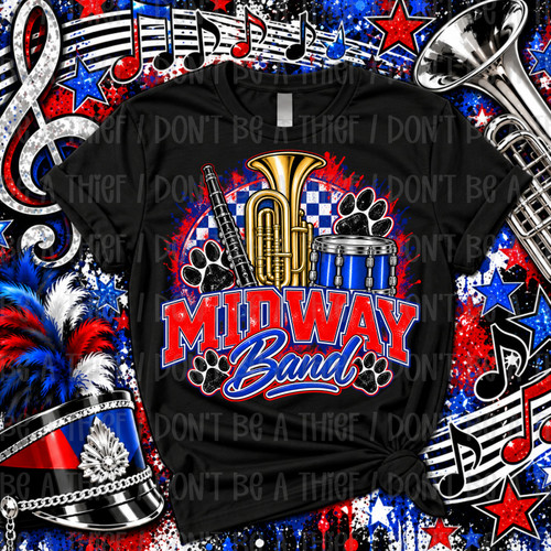 Midway Band With Black Paw Prints Tee