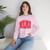 Designer Pattern Gildan Crewneck Sweatshirt — Pink Logo Monogram Graphic