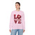 LOVE Heart Knit Gildan Crewneck Sweatshirt — Valentine's Cozy Graphic Sweatshirt