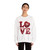 LOVE Heart Knit Gildan Crewneck Sweatshirt — Valentine's Cozy Graphic Sweatshirt