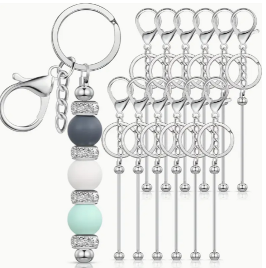 Beadable Keychain Silver Bar 2 Pack Beadable Keychain Silver Bar 2 Pack