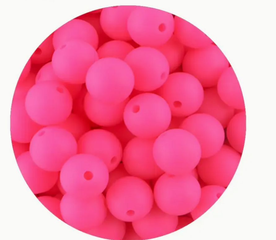 53 PCS Silicone Bead Assortment 12mm Hot Pink 53 PCS Silicone Bead Assortment 12mm Hot Pink