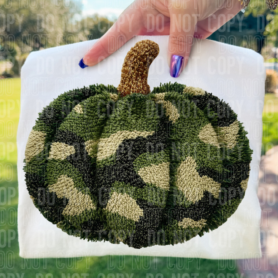 Camo Pumpkin Faux Yarn Transfer