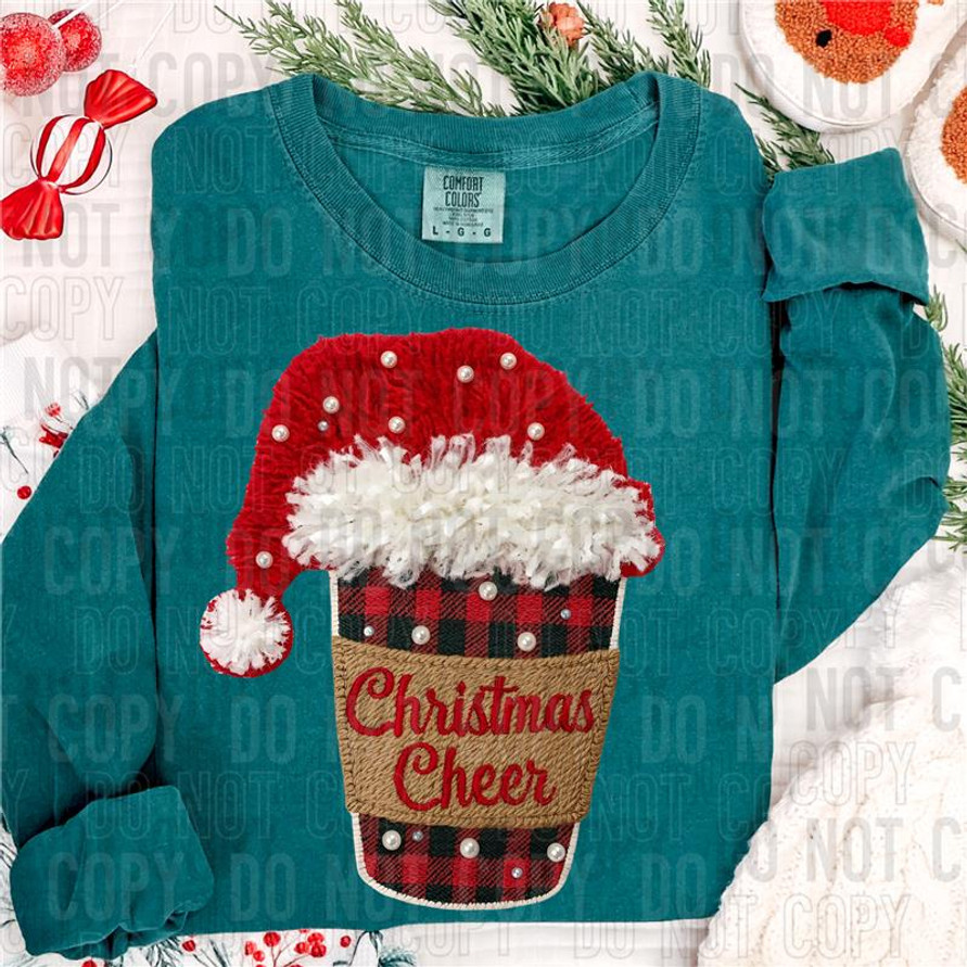 Christmas Cheer Coffee Faux Yarn DTF Transfer