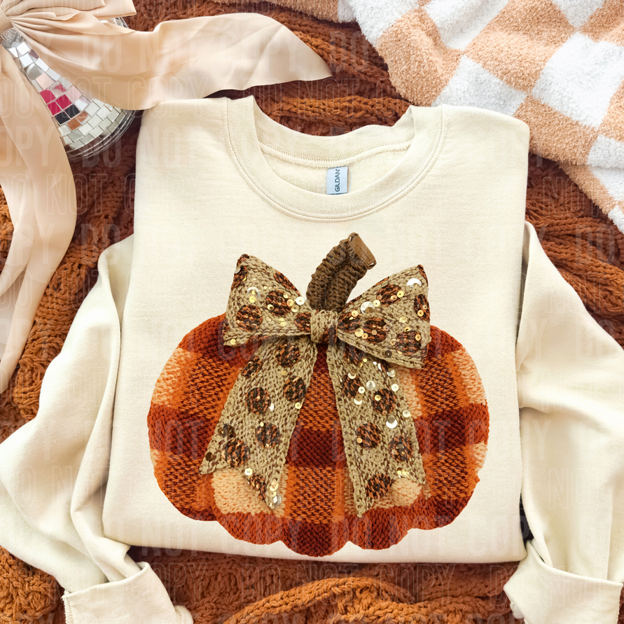 Plaid Pumpkin Faux Sequin Tee/Sweatshirt