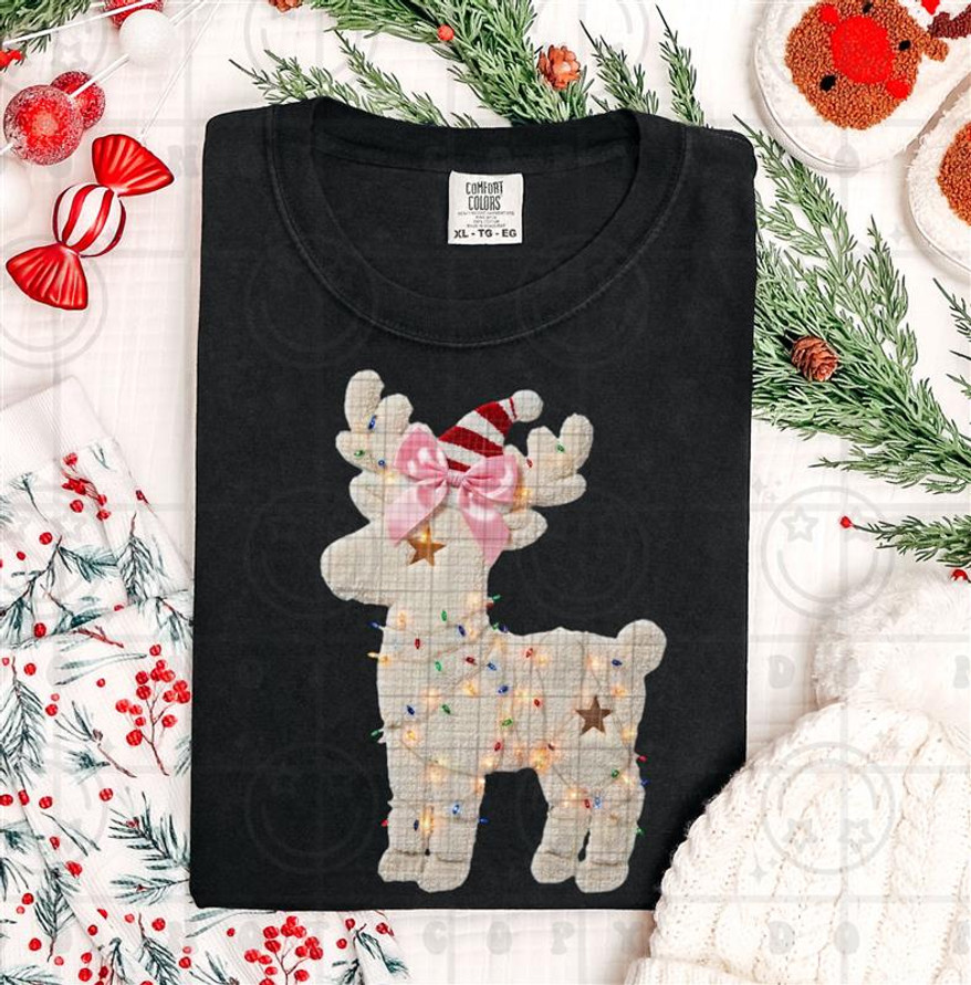 Christmas light reindeer DTF Transfer