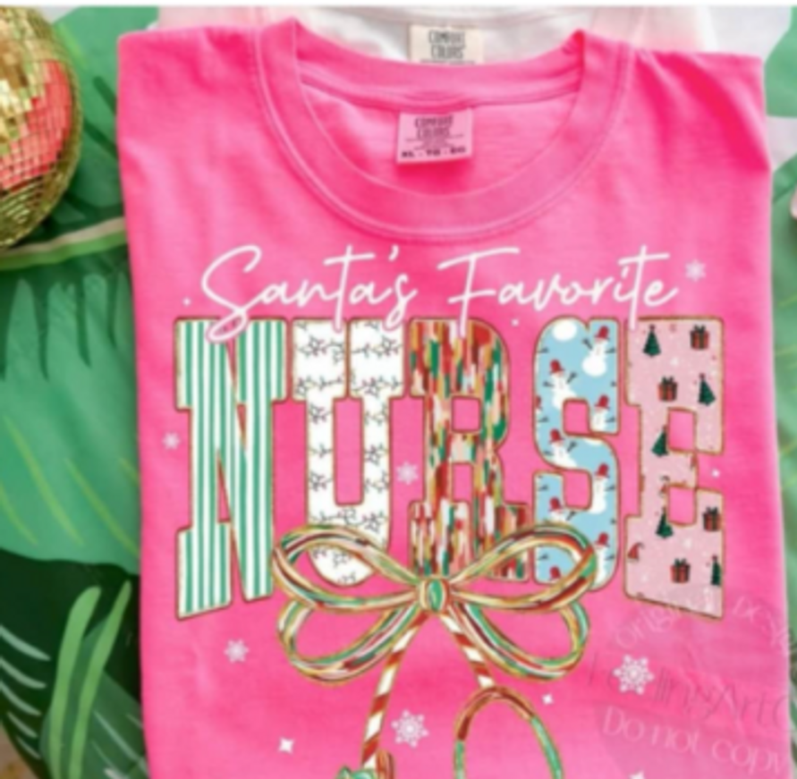 Santa's Favorite Nurse Tee/Sweatshirt