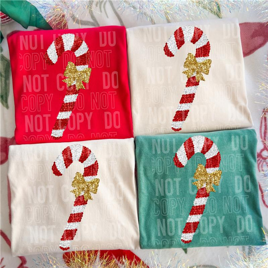 Sequin Candy Cane DTF Transfer