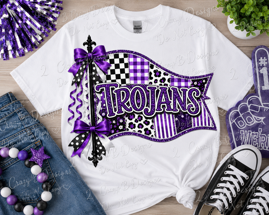 Trojans (Purple) Pennant Flag Tee
