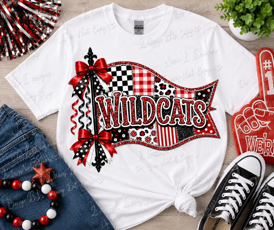 Wildcats Red Pennant Flag Tee