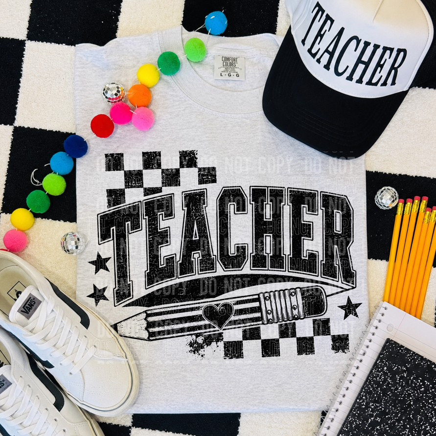 SCHOOL TITLES PENCIL DISTRESSED  Tee/Transfer