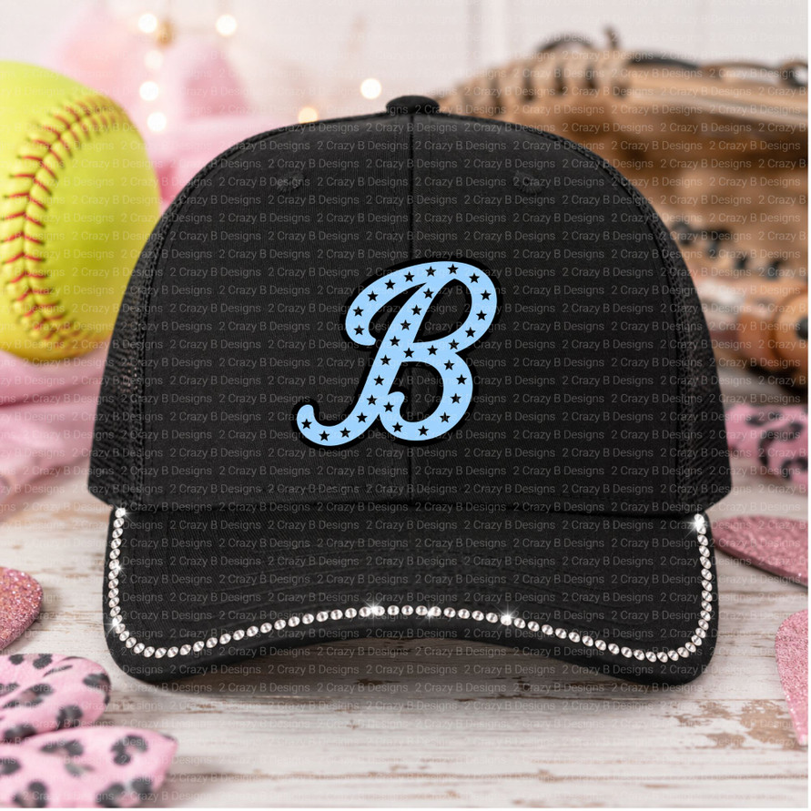 B Logo Hat Black/Black Rhinestones