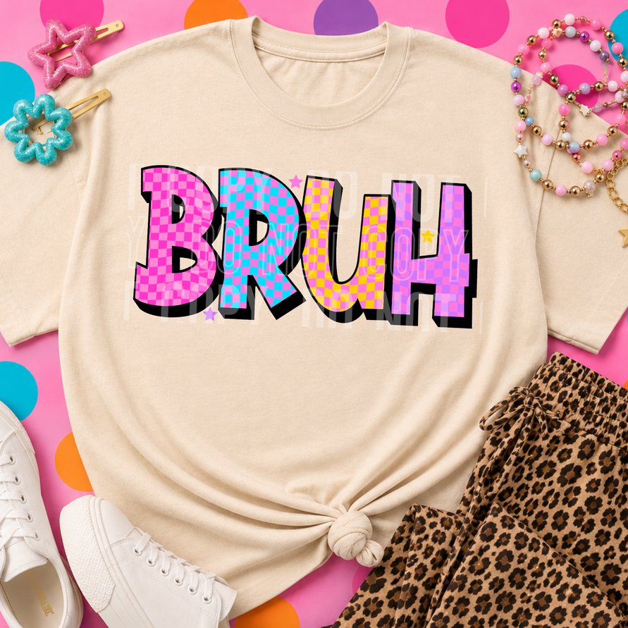 Bruh Checkered Tee/Transfer