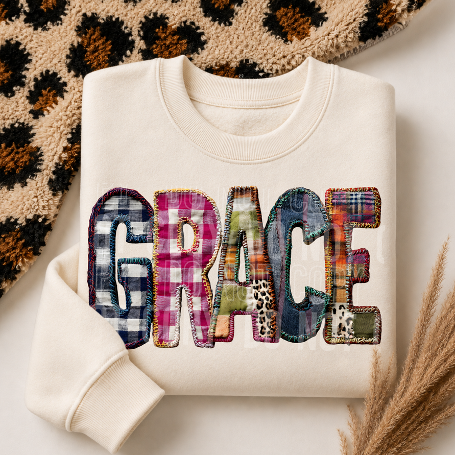 Grace Faux Embroidery Tee/Transfer