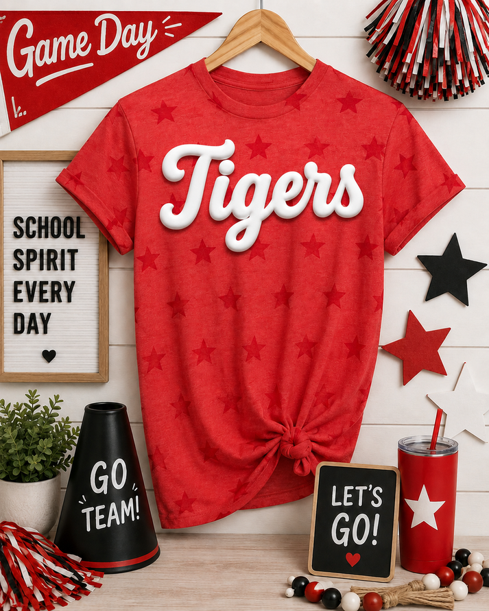 Tigers White Puff Star Tee
