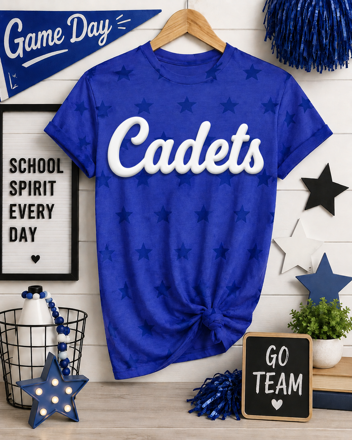 Cadets White Puff Star Tee