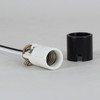 1-5/8in Height  Porcelain E-12 Base Damp Location Rated Lamp Socket with 72in Wire Leads.
