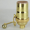 E-26 1-Way Pull Chain Switch Lamp Socket - Polished Brass Finish