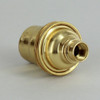 E-12 Socket with Porcelain Interior and Captive Ring - Polished Brass Finish