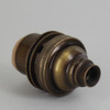 Antique Brass Finish E-12 Threaded Socket with Shade Ring and Porcelain Interior and Captive Ring