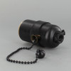Pull Chain Smooth Shell Cast Lamp Socket - Black Finish