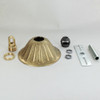 1-1/16in Center Hole - Modern Cast Brass Petal Canopy Kit - Unfinished Brass