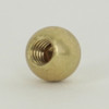 8/32 UNC Female Threaded Tapped Blind Hole - 5/16in. Diameter Brass Ball - Unfinished Brass