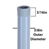 12in Long X 1/8ips (3/8in OD) Male Threaded White Powder Coated Steel Pipe